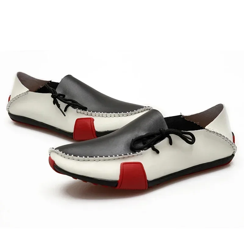 Sepatu Pria Kulit Kasual 2025 Pantofel Pria Lembut Italia Sepatu Mokasin Buatan Tangan Sepatu Slip On Bersirkulasi Zapatos Hombre