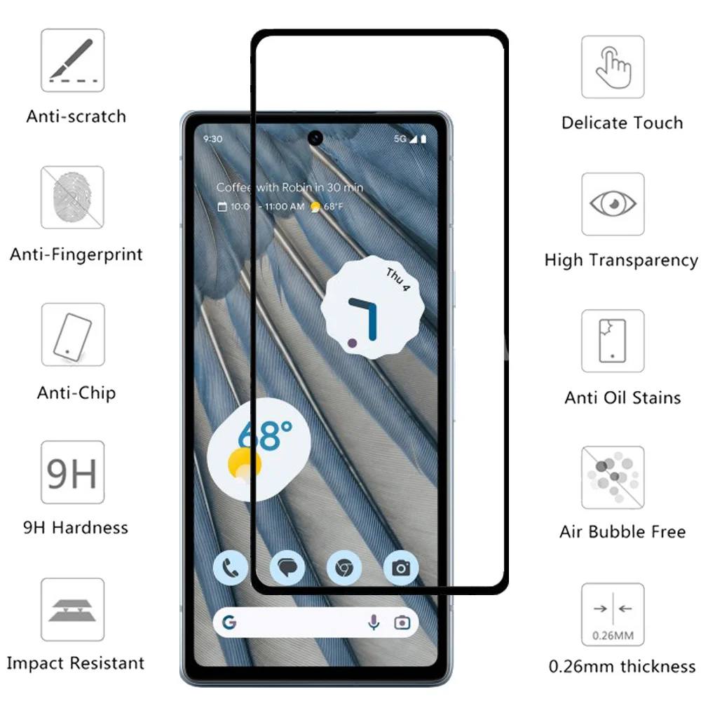 Pixel7a Tempered Glass For Google Pixel 8 Pro Screen Protector Pixel 7A 7 6A 6 Phone Front Film & Camera Lens Pixel 7 a Film