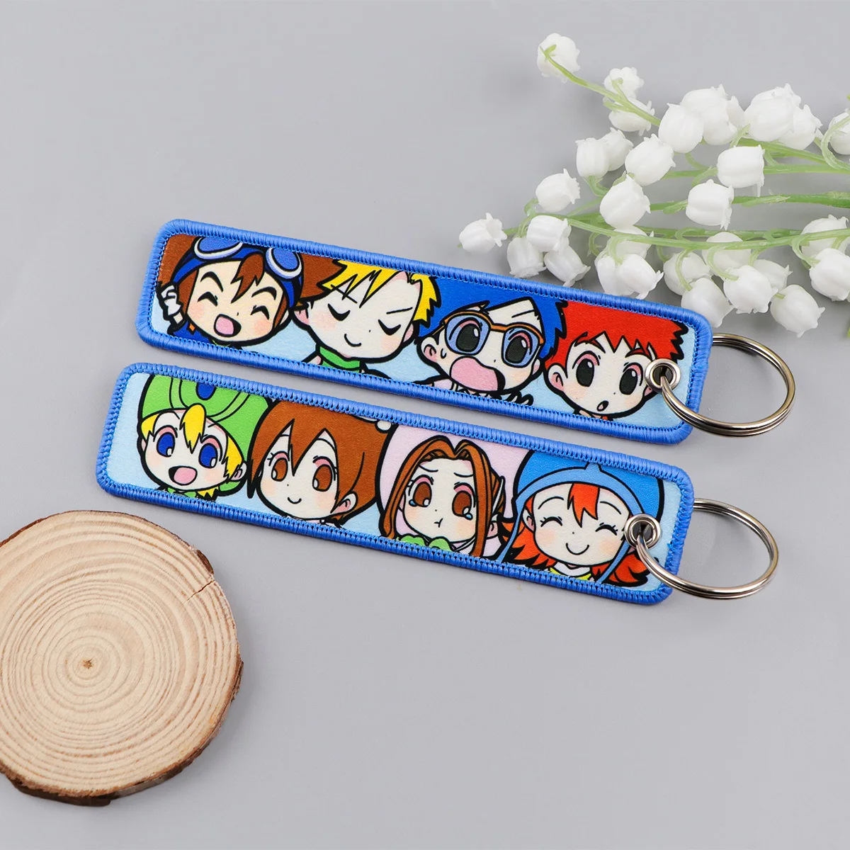 Cartoon Monster Anime Embroidery Key Tags Strap