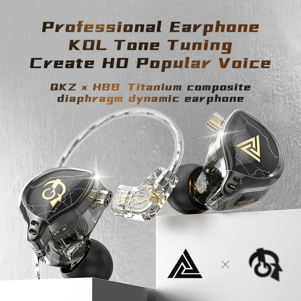 الأصلي QKZ X HBB السلكية سماعات ، اسم مشترك سماعات ، HiFi IEMs شاشات سماعة ، مرحبا الدقة الصوت Fancier الموسيقى الألعاب سماعات ، 10 مللي متر