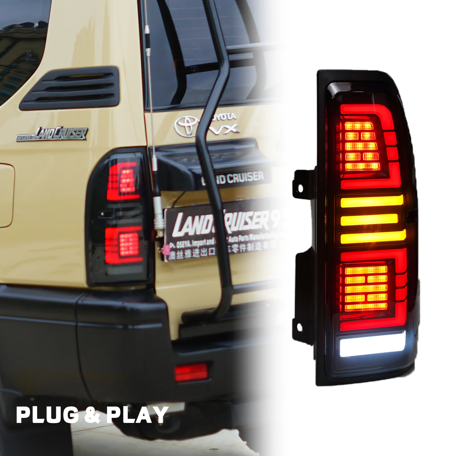 Car LED Rear Taillights for Toyota Land Cruiser LC95 Animation Rear Lamps LED Taillight Assembly