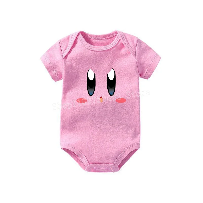 Kirbys Newborn Romper New Baby Summer Crawling Clothes Anime Kawaii Cute Expression Bodysuits Neonate Costume Kid Jumpsuits Gift