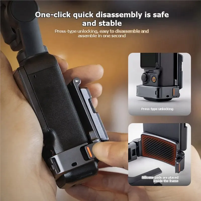 2026 New Expansion Adapter Frame For DJI Pocket 4/3 Magnetic Dual-Foldable Stand With Arca-Swiss Quick Release& Cold Shoe Mount