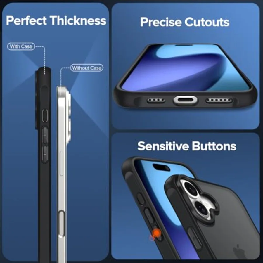 حافظة 3 في 1 لهاتف آيفون 17 6.3 2025 مع 2 عبوة من واقي شاشة من الزجاج المقسى [حماية من الدرجة العسكرية] با شفافة بلوري