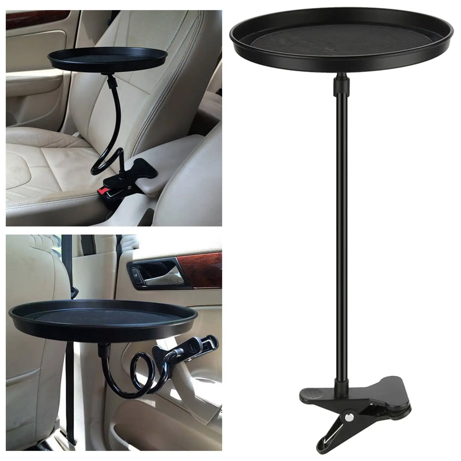 1 Piece Car Food Tray Adjustable Black Holder with Clamp Fit for Auto Table