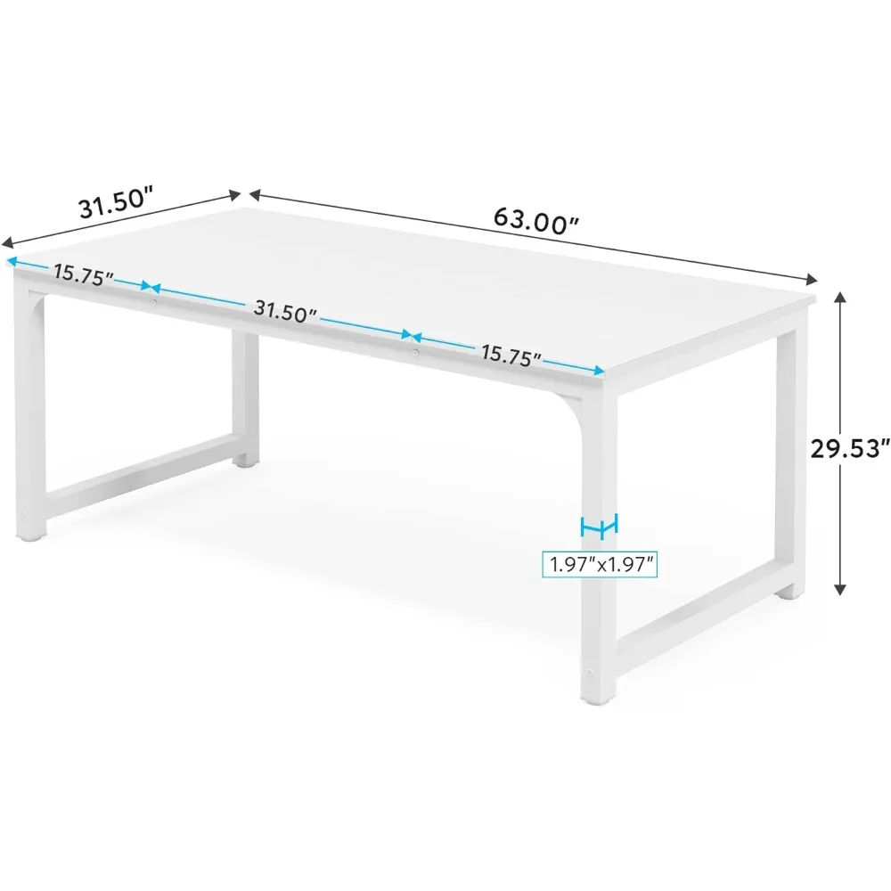 Modern Computer Desk, 63 x 31.5 inch Large Executive Office Desk Computer Table Study Writing Desk Workstation for Home Office