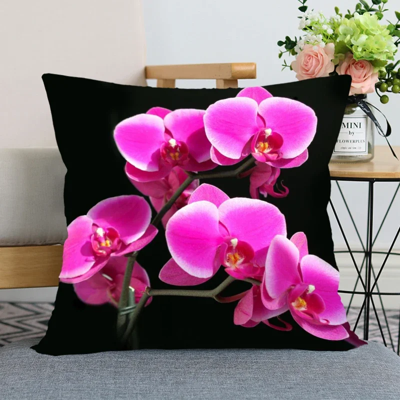 Orchid Pillowcase Bedroom Home Office Decorative Square Soft