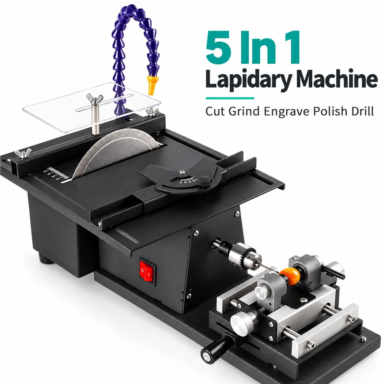 AOLIVIYA 1850W Lapidary Machine Jade Cutting Polishing Grinding Engraving Drill Mini Table Saw Jewelry Tool