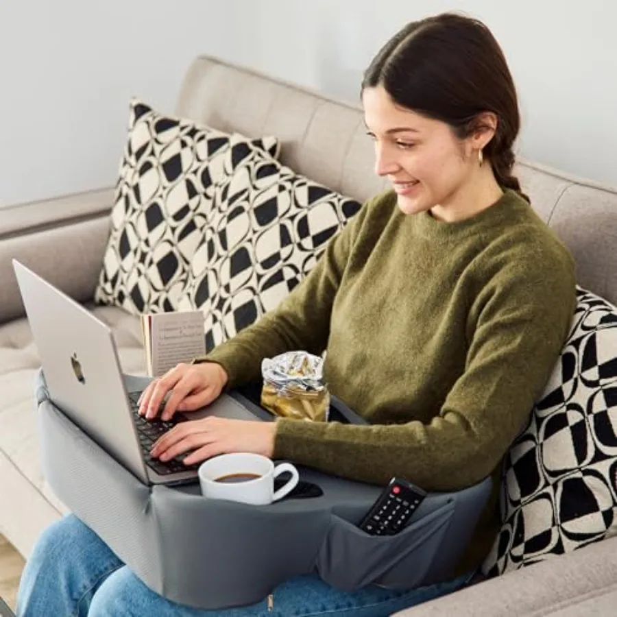 

Lap Desk Pillow - Cushioned Lap Pillow for Reading Gaming Work and Travel Soft and Portable Laptop Desk for Bed Couch or Car Er