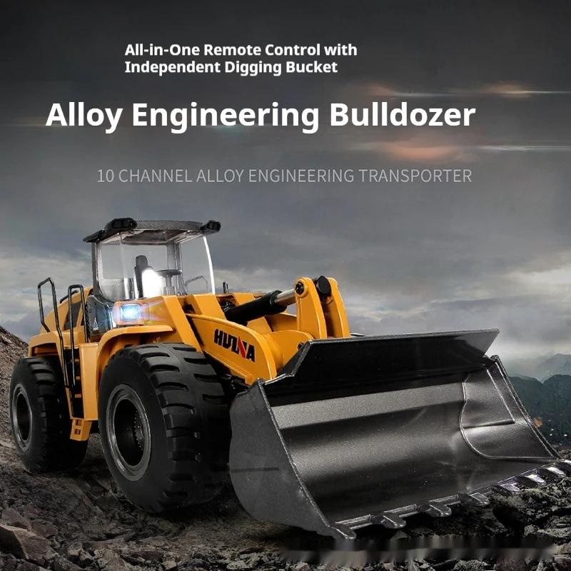 

Huina 583 alloy engineering vehicle remote control forklift hydraulic bulldozer professional shovel electric toy loader.