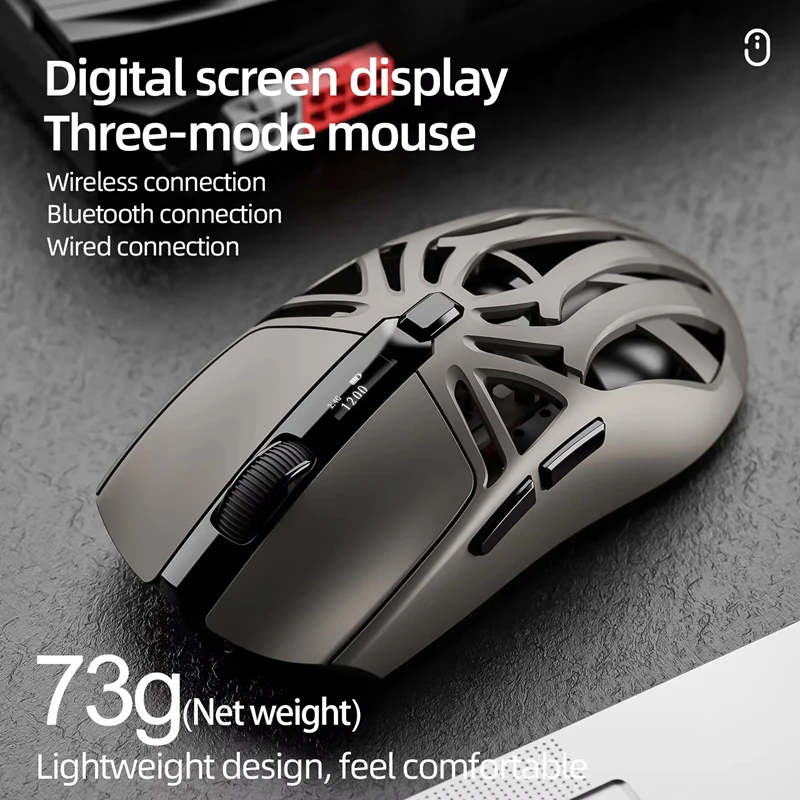 Lenovo Tri-Mode Wireless Gaming Mouse, 2.4G Bluetooth Wired RGB Lightweight Ergonomic PC Gamer