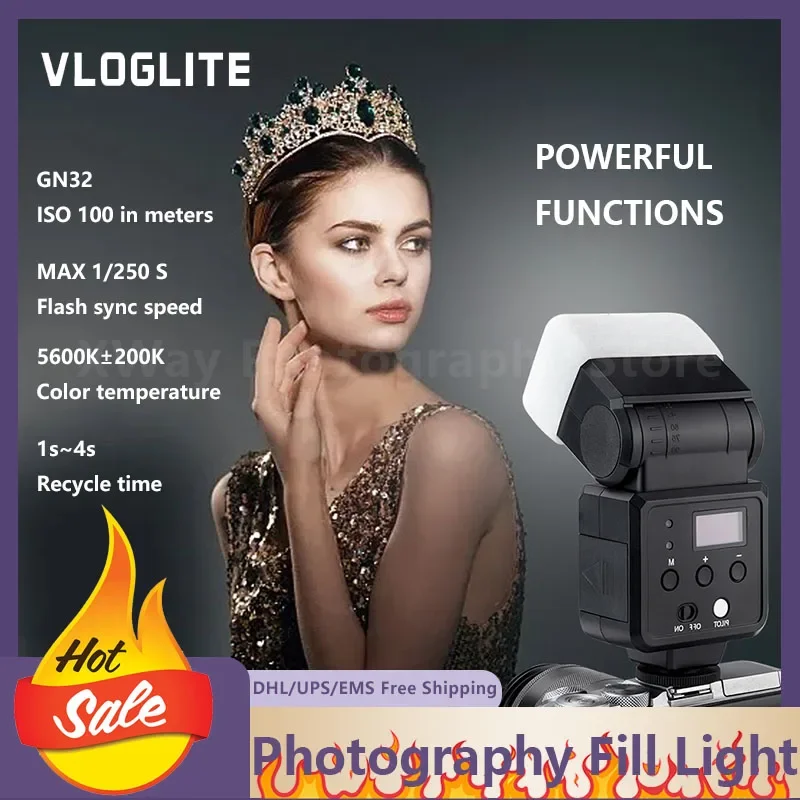 vloglite-f34-ミニ写真撮影スピードライトフラッシュフラッシュ出力は-1-100-フラッシュ同期速度ユニバーサルホットシューから調整可能