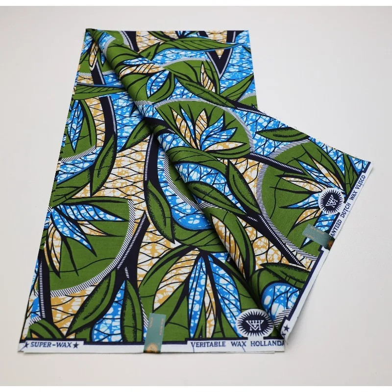 

Good Real Prints African Wax Fabric Soft Pagne Cotton Material Kente 6YARDS Stuff Blue Batik for Sew