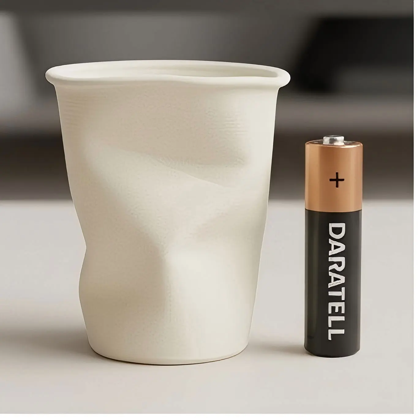 Crinkled Twist Cup Pen Holder 3D Printed Distorted Paper Cup Shaped Storage Vase Desk Organizer Office Tabletop Aesthetic Gift