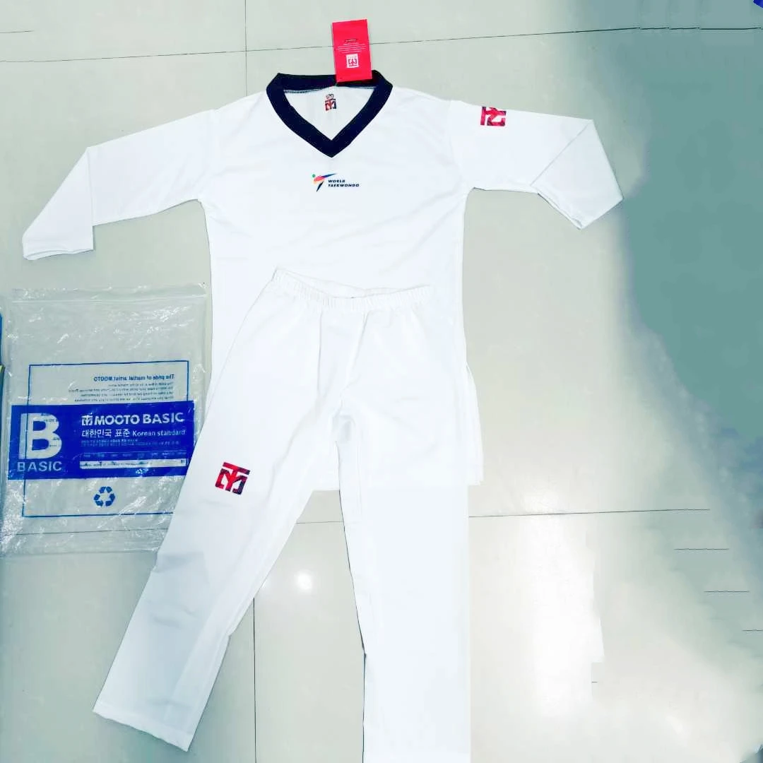 MOOTO Taekwondo Uniform for Kids Adults Lightweight Student Stretch Tight Quick-drying Competition War Robe Fighting 110-210cm