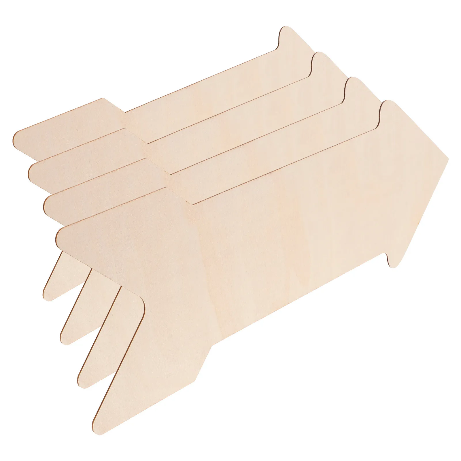 4pcs Arrow Shape Wood Slices For Diy Crafts Thickened Unfinished Wooden Cutouts Smooth Natural Blank Plaques Decorative Arrow