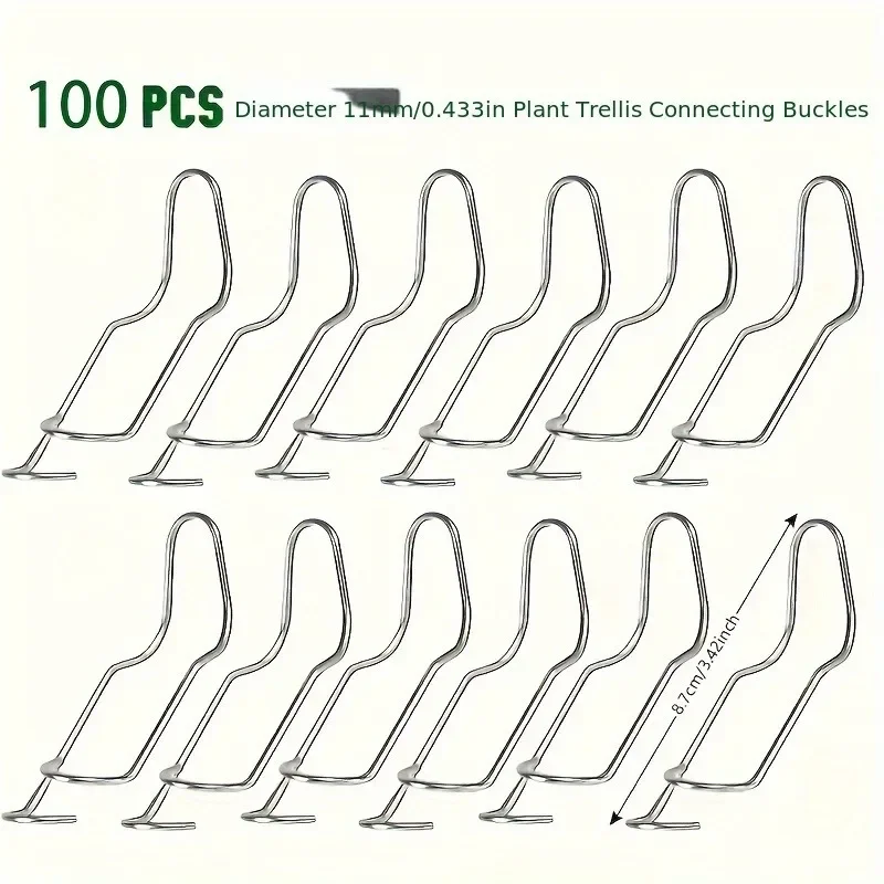 100pcs Grape Vine Connector Clips Spring Clips for Home Gardening Metal Plant Climbing Frame Clips Plants Rack Connectors 11Mm
