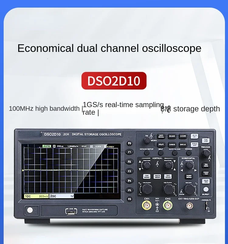 

Hantek Hantai Digital Storage Oscilloscope DSO2D10/2D15 with a bandwidth of 150 MHz dual channel signal source