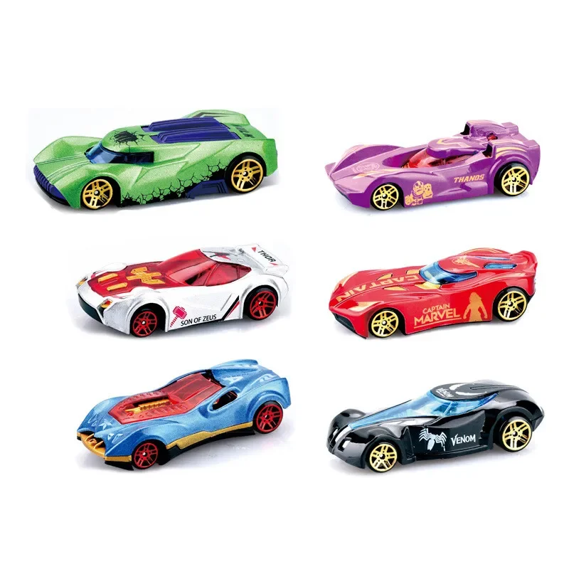 New Avengers Car Toys 6Pcs/set Alloy Racing Cars Spider-Man Iron Captain Venom Mini Figurines Truck Model Toys Boys Gift