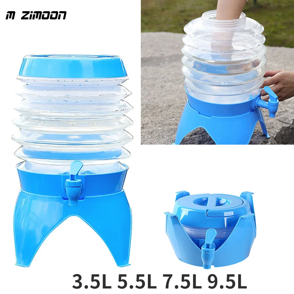 Outdoor Folding Water Bucket 3.5/5.5/7.5L/9.5L Water Container For Camping Travel Picnic Juice Drinking Storage Tap Bucket Tools