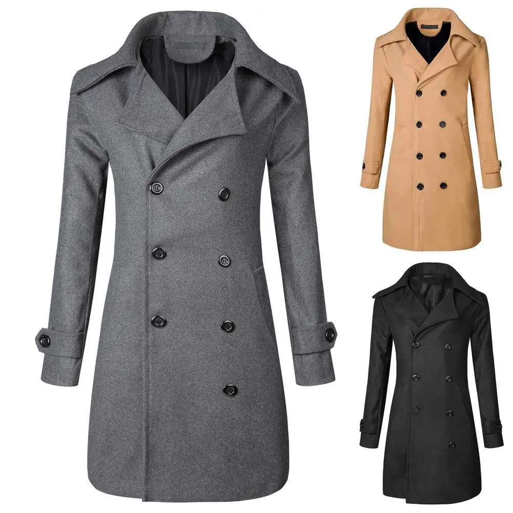 

Autumn Winter Thcken Men Long Jacket Slim Trench Coat Double-breasted Korean Style Male Solid Windbreaker Jacket Mens Overcoat