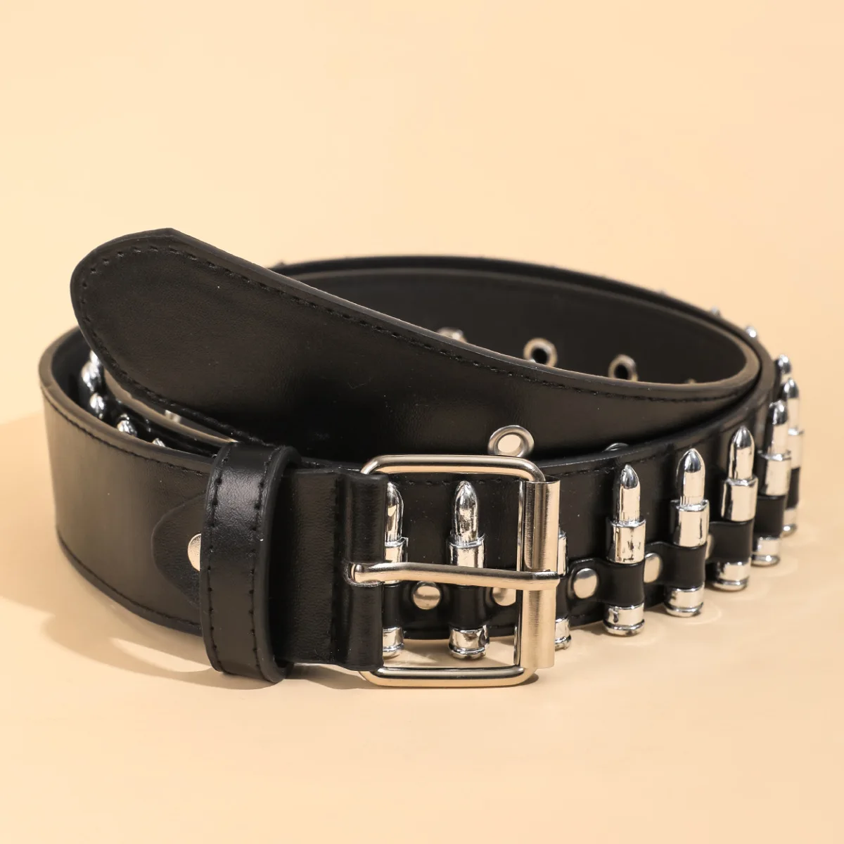 Rivet Hollow Bullet Decoration Belt Fashion Ladies Leather Studded Gift Man's Goth Rock Wild Adjustable Women Punk Black Belt