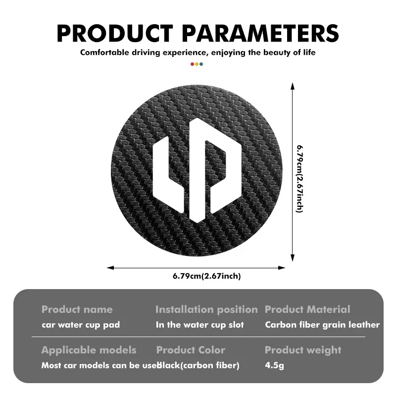 2PCS Car Water Cup Slot Carbon Fiber Non-Slip Mat Coaster Pad Cushion For Leapmotor T03 S01 C01 C16 C10 C11 EV Reev