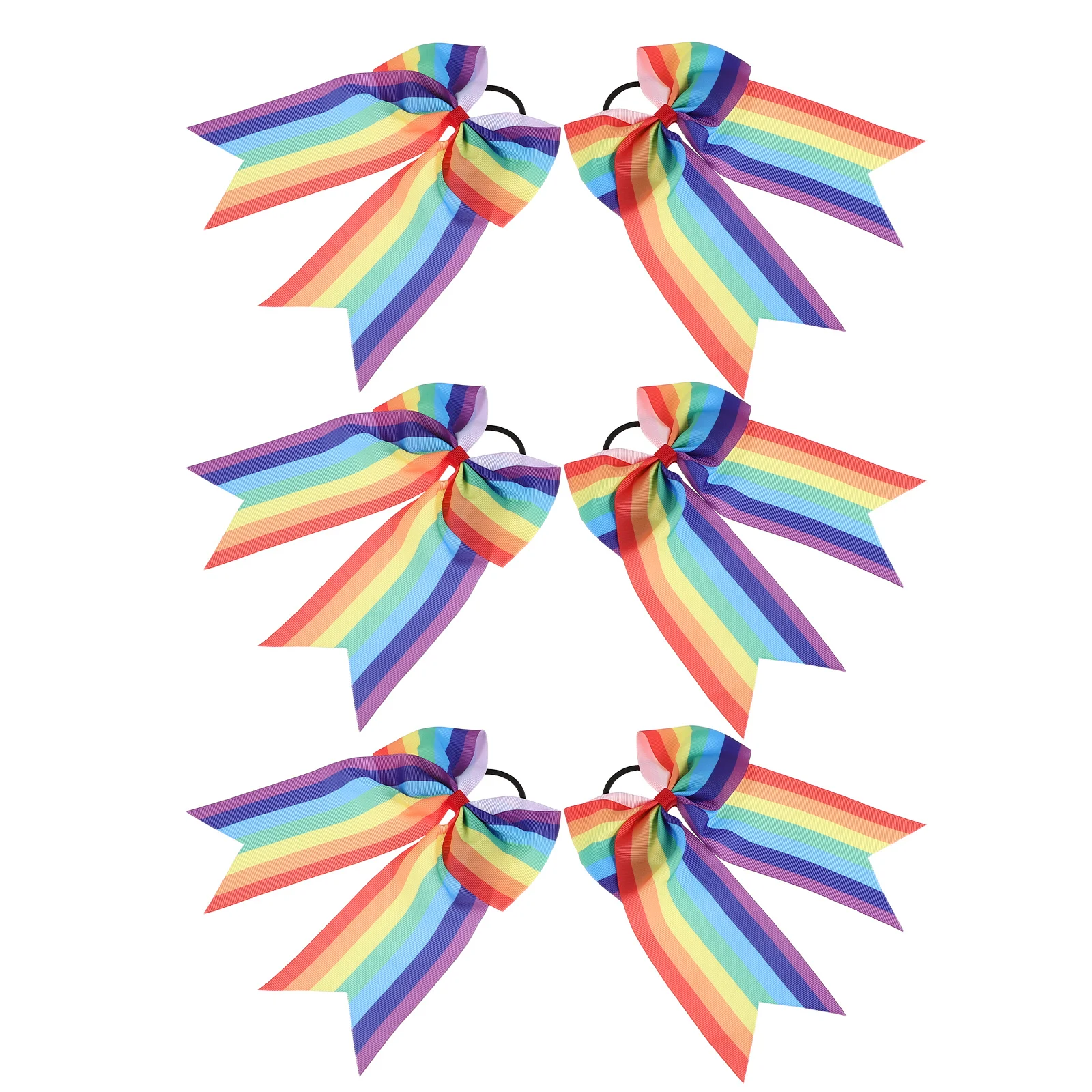 

6pcs Rainbow Accessories Colorful Elastic Ties For Women Seamless Bow Scrunchies Ponytail Holders Multicolor Hair Ropes