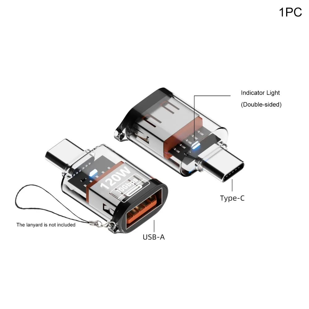 10Gbps Type-C to USB-A Converter PD 120W Fast Charging USB-C Extender Clear Data Transmission OTG Adapter Laptop/Mobile Phone