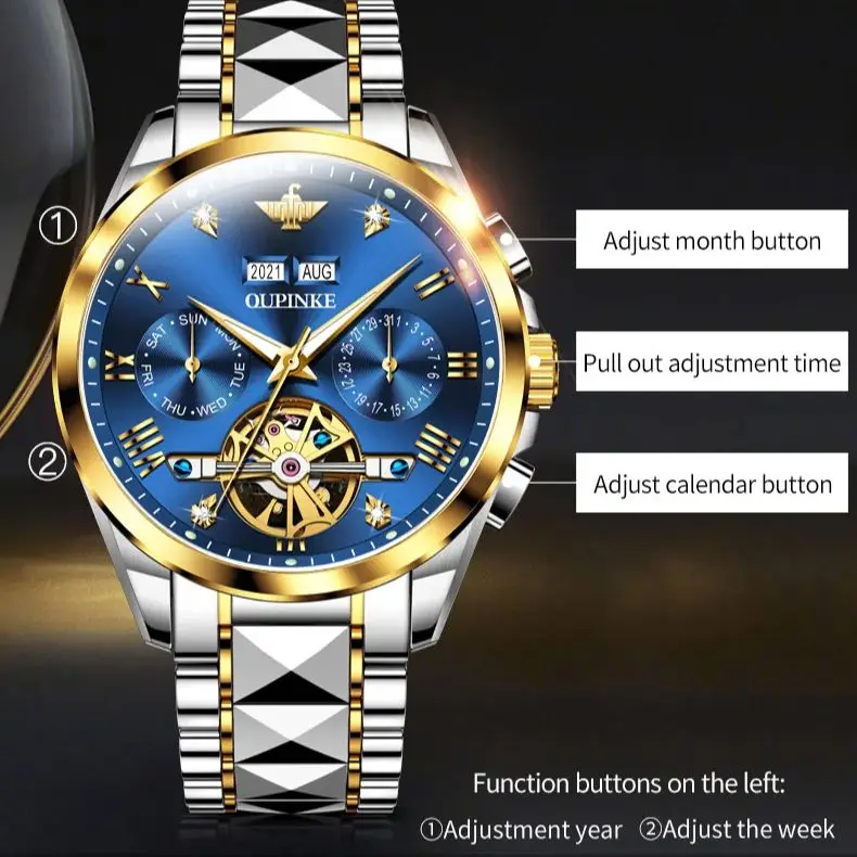 OUPINKE Couple Watch Luxury Brand Fully Automatic Mechanical Watch Waterproof Formal Men Women Bracelet High end Gift Box Reloj