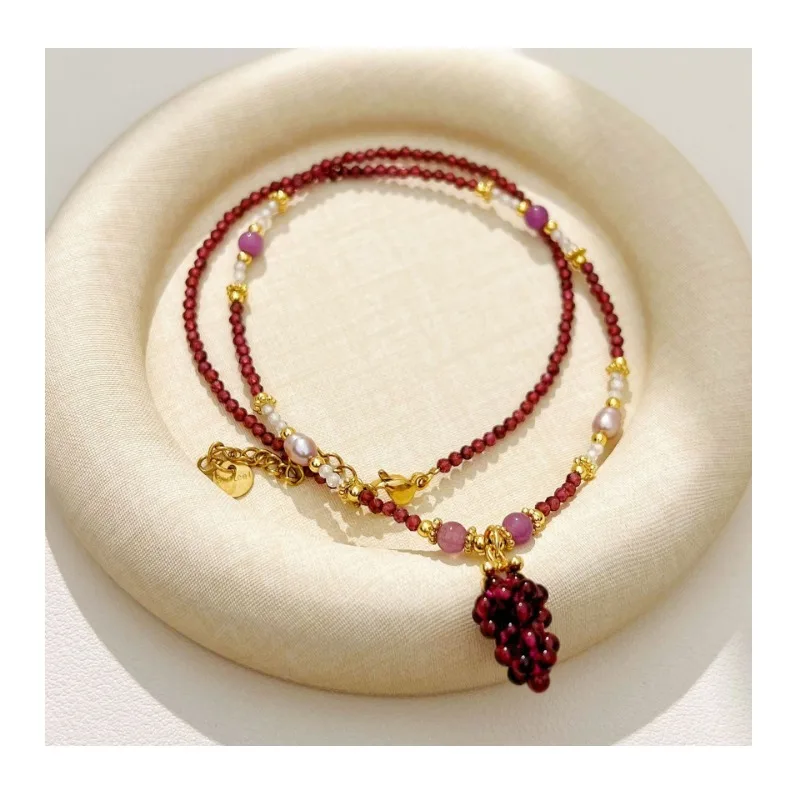 

New Chinese Retro Natural Stone High-gloss Artificial Pearl Collarbone Chain Necklace