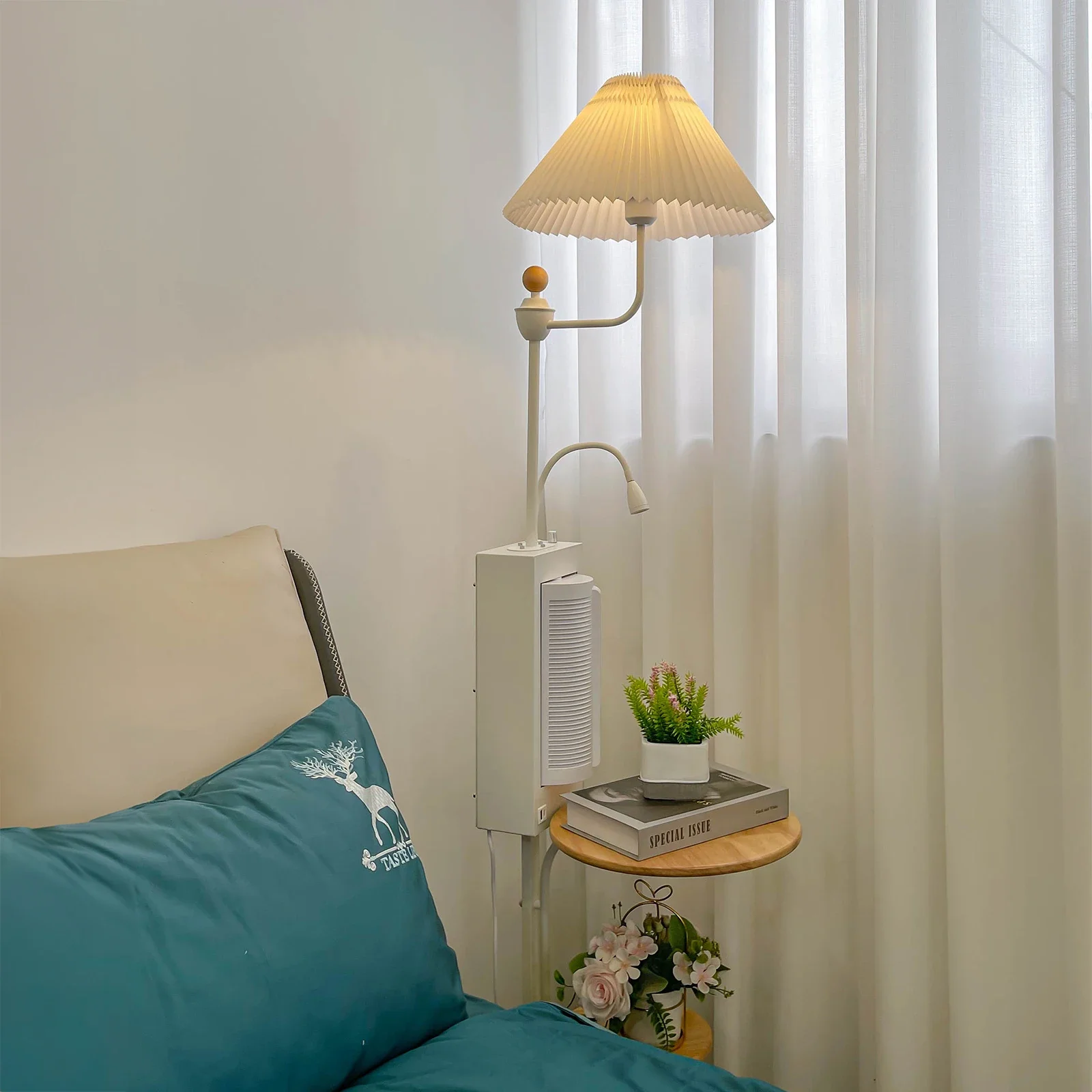 Storage Floor Light With Fan Corner Nordic Contemporary Creative Smart Minimalist Living Room Standing Led Modern Fan Floor Lamp