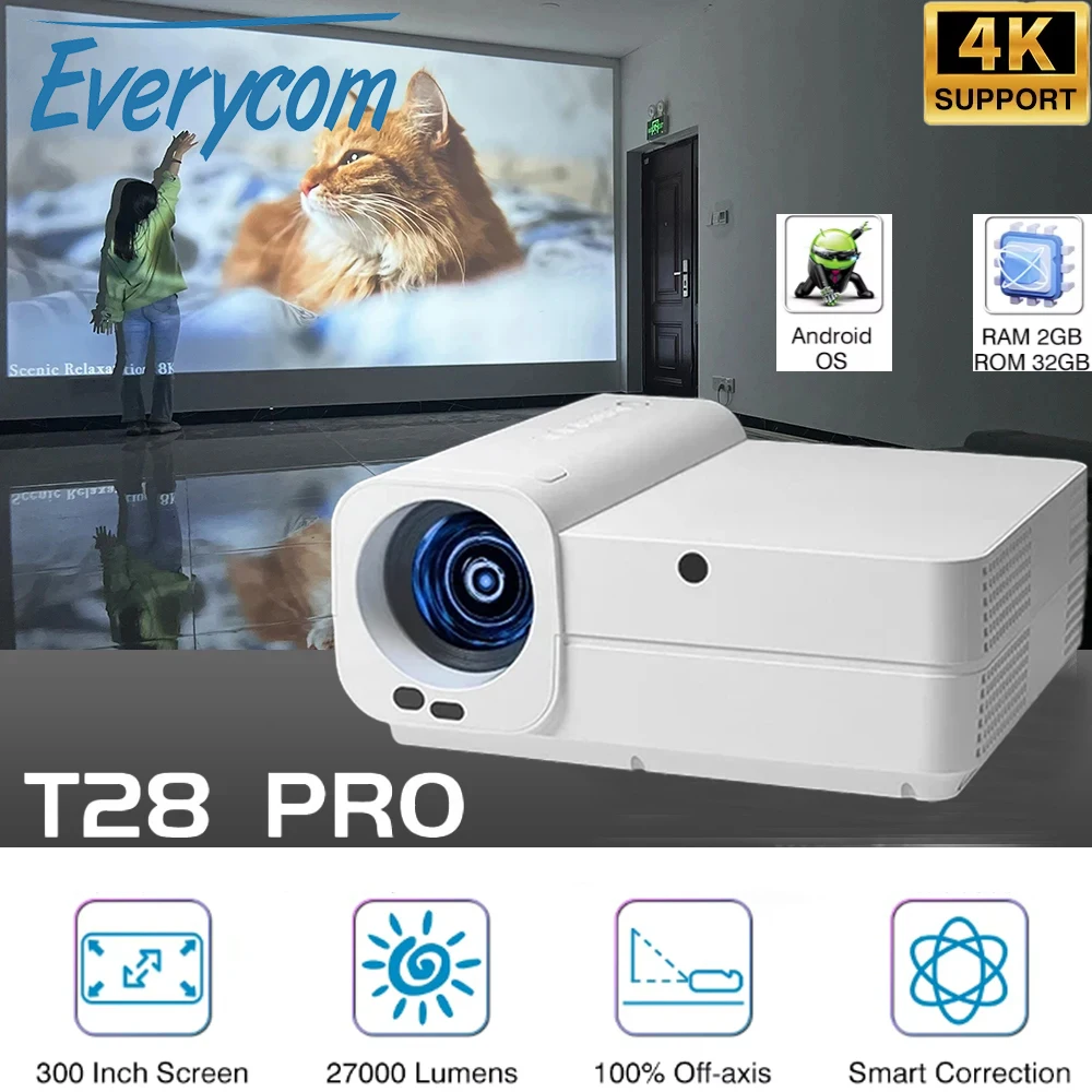 

Everycom Light Unicon T28 PRO Projector Full HD 1080P Support 4K 27000 Lumens Auto Focus & Keystone Android WiFi Smart LED Beam