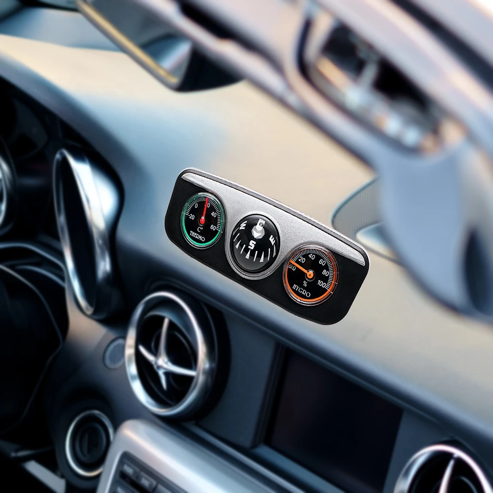 For Auto Boat Vehicles Decoration Car Ornaments Compass Thermometer Hygrometer 3 in 1 Guide Ball Interior Accessories