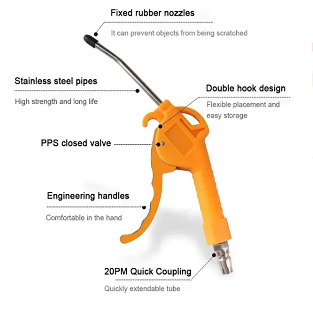 Pneumatic Air Blowing Dust Gun, Industrial Dust Removal Blowing Vehicle Blowing Tool, Air Compressor Air Pump Device Cleaning