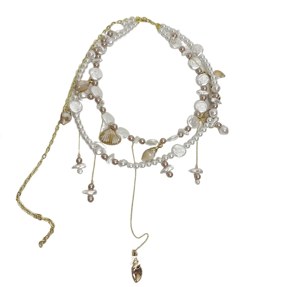 

Stacked shell tassel pearl waist chain, women's necklace body chain dual-purpose
