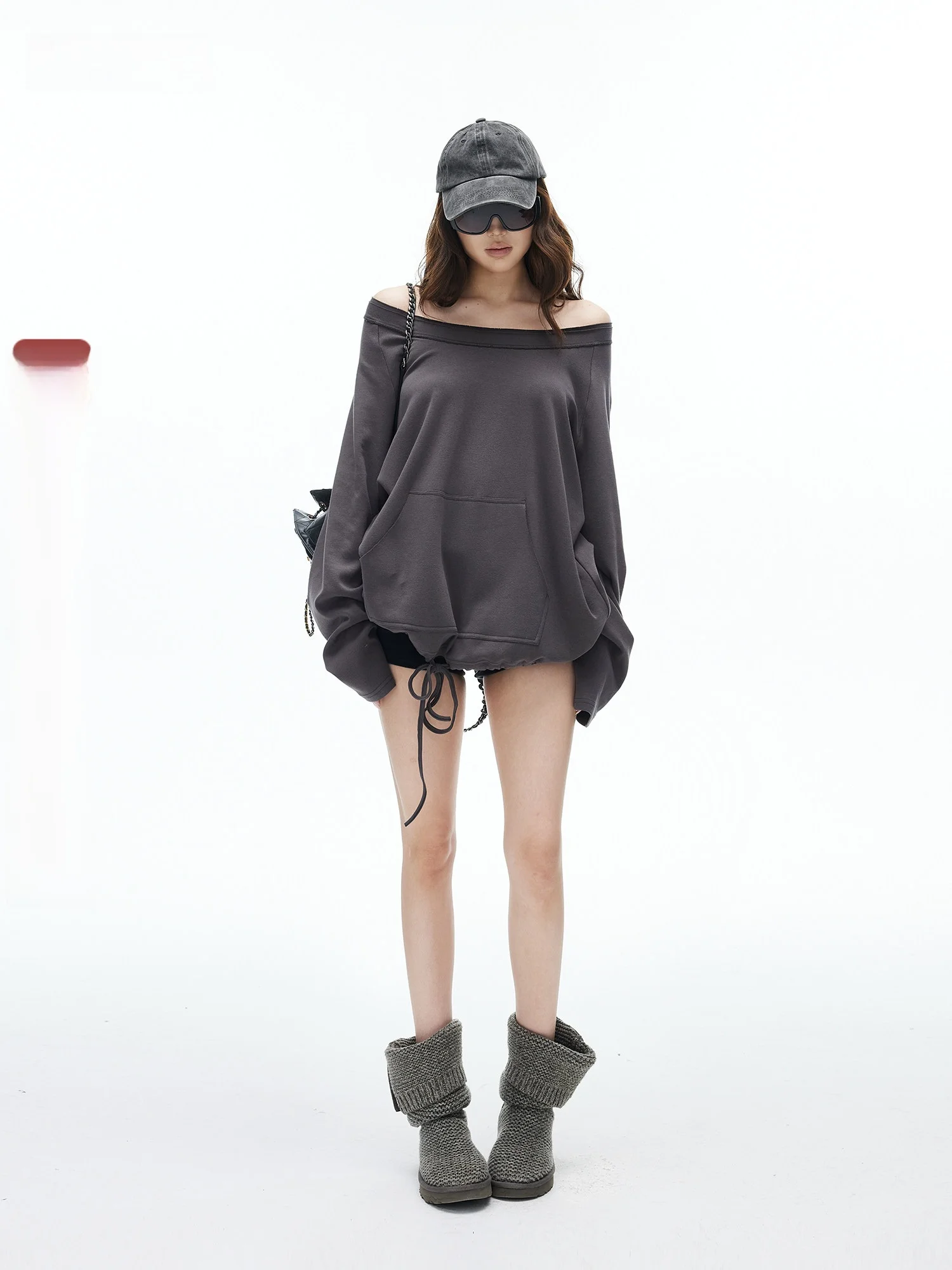 

Loose Fit Ladies Sweatshirtiamxiaa High Quality Combed Cotton Drawstring Shoulder Insertion Large round Neck Casual Style