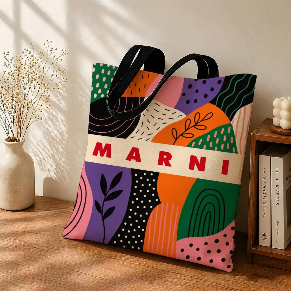 Brand M-MARNIs Storage Bags Canvas  bag, suitable for work, school, and daily commutes, reusable shopping bag.