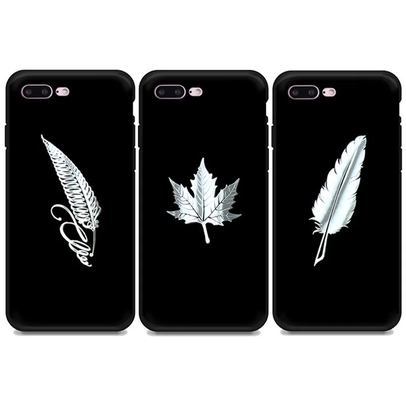 Simple feather leaf leaf pattern Metal sticker Phone sticker back shell sticker notebook sticker guitar decorative label