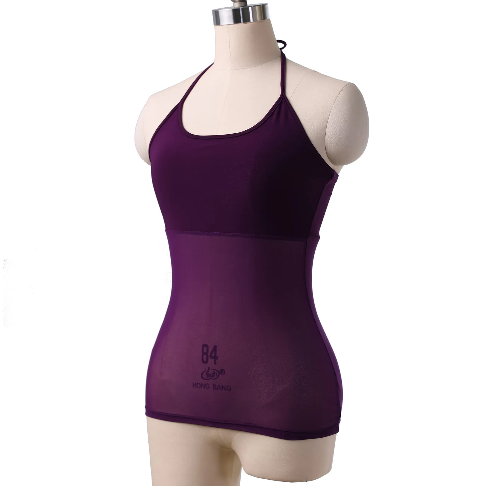 Semi-transparent yarn suspender top, belly dance suit, practice suit, practice suit.