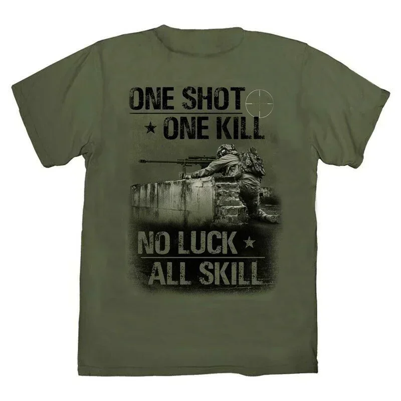 Summer Cotton Short Sleeve O-Neck Mens T Shirt New S-5Xl One Shot One Kill. Marine Soldier Sniper  Graphic T Shirts  Harajuku