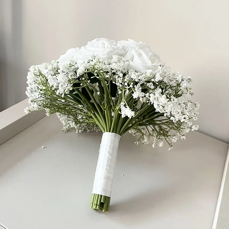 Bridal Bouquet Customized Bridesmaid Wedding Bouquet Marriage PE Foam Roses Artificial Flowers Wedding Accessories Centerpieces