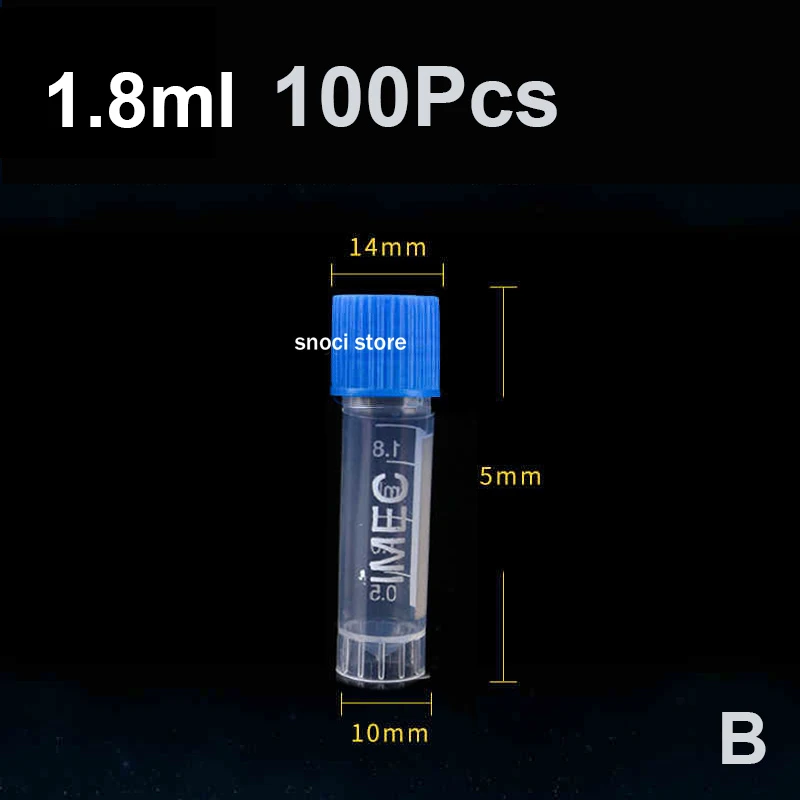 100 Stück Kunststoff-Reagenzgläser, Gefrierröhrchen, Fläschchen, Probenhandwerk, Schraubverschluss, Flaschen für Büro, Schule, Chemiebedarf, 1–15 ml – Detail 8