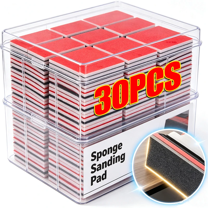 5/30pcs Sponge Sanding Block Wet Dry Grinding Sponge Sand Blocks 180-2000 Grit Oxide Aluminum Abrasive Block Polishing Pads