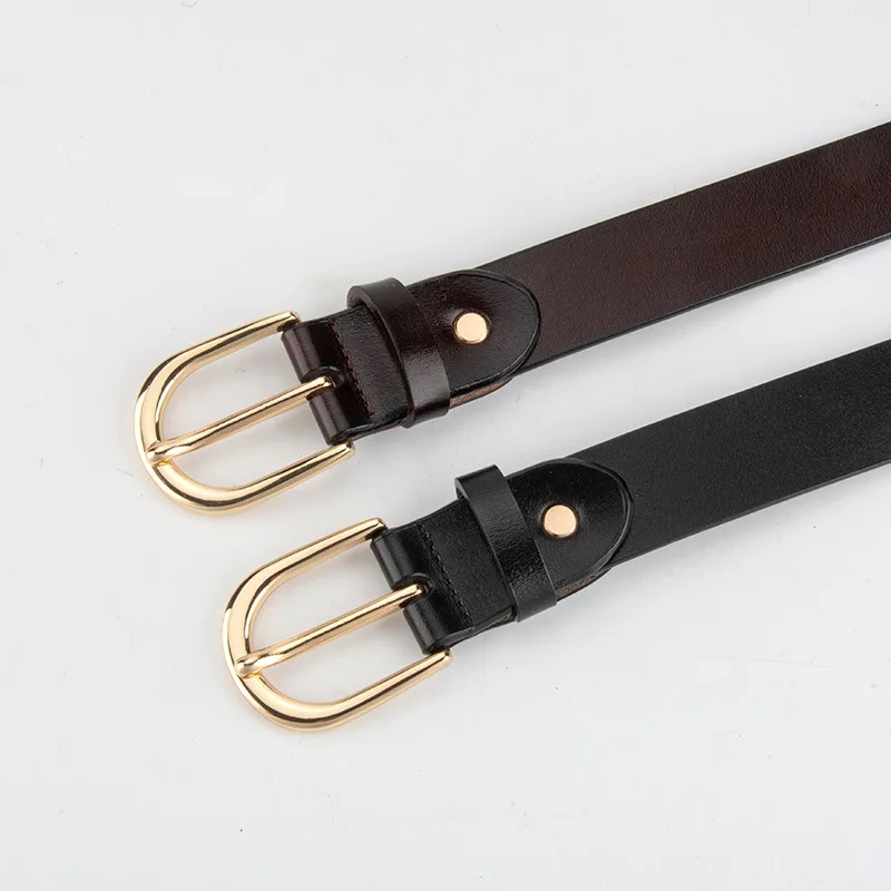 Fashionable genuine leather belt for women, alloy buckle versatile pants decorative belt