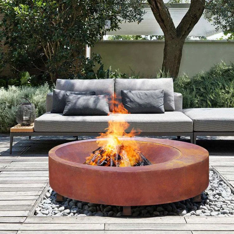 Steel Fire Bowl Metal Brazier Charcoal Table Outdoor Fire Pit with Unique Design