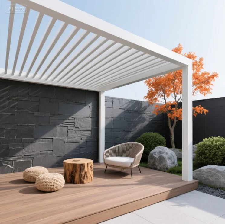 3x4 Modern Exterior Backyard Awning Waterproof Aluminium Motorized Louver Roof Powder Coated Automatic Retractable Pergola