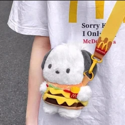 Kawaii Sanrio Pochacco Big Mac Bag,Hamburger Messenger Bag Cute Anime Soft School Pendant Plush Doll Toy