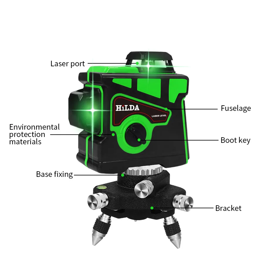 

3D Green laser level 12 lines 360 degree auto rotating Self leveling laser machine With the laser level base