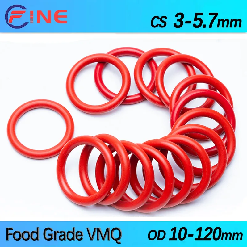 Red Silicone O Ring Gasket Silicon Rings Gaskets Food Grade Rubber O-ring VMQ Assortment hvac Tools CS 3-5.7mm OD 10-120mm